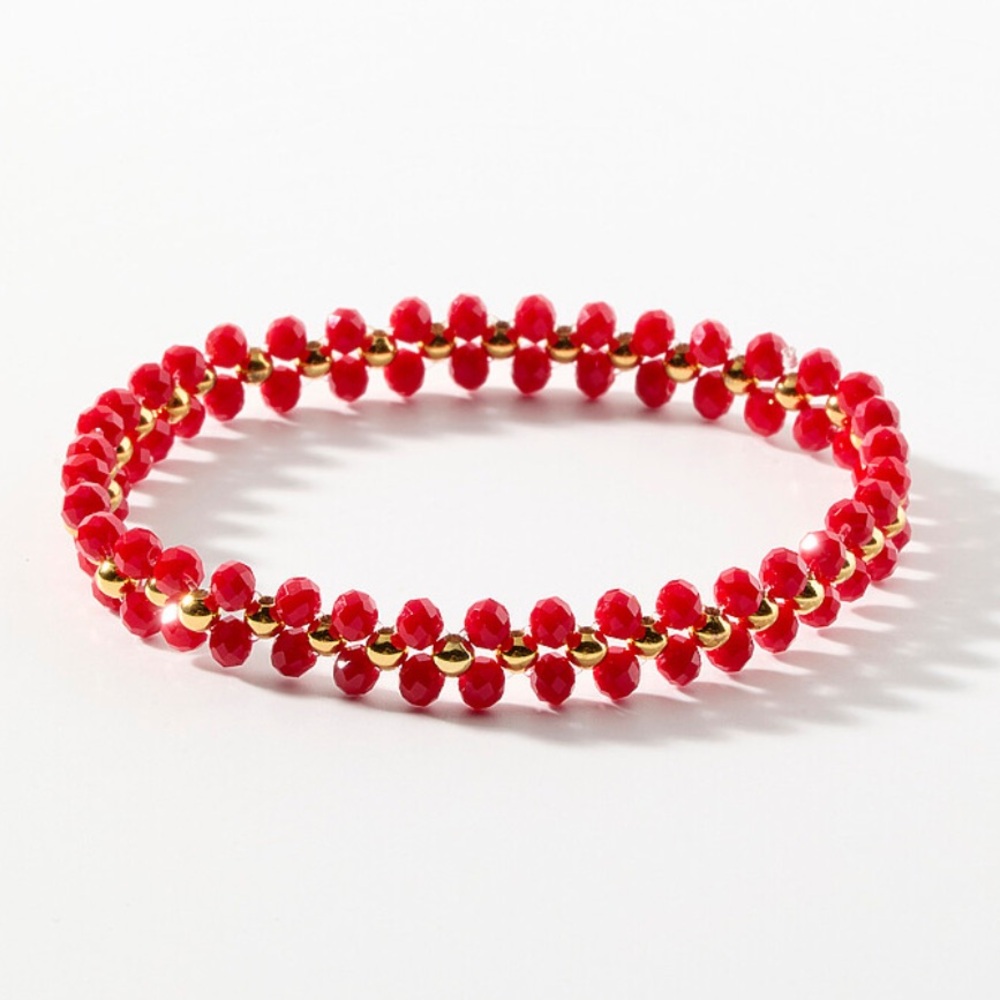 Simons Vibrant Red and Gold- Double-look bead bracelet
